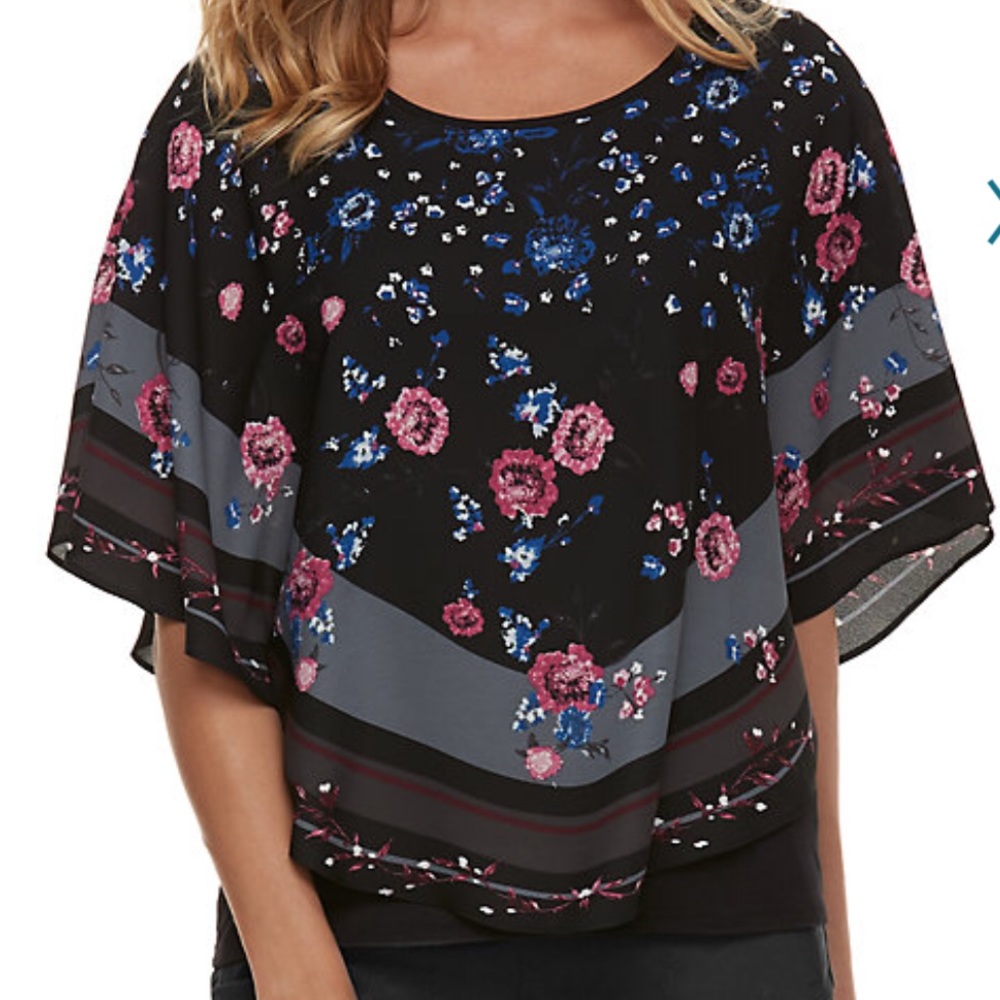 ELLE Crepe Popover Top NWT